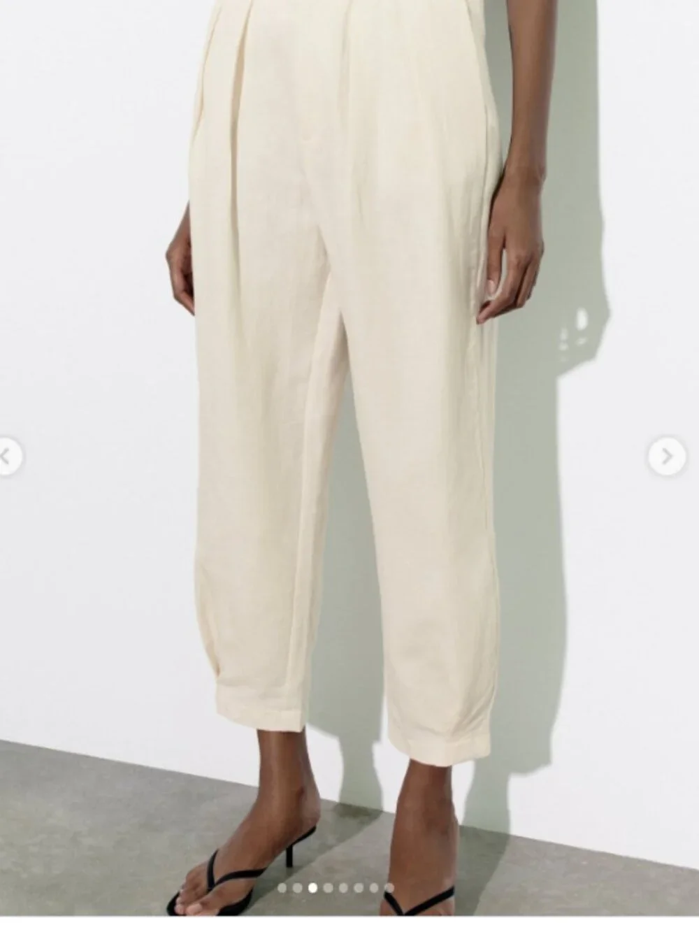 ZARA High-waist Linen Blend Carrot Trousers Tailored Look Side pockets